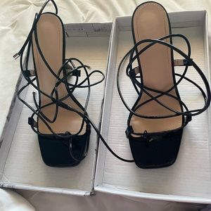 Toe Post Tie Leg Heeled Sandals